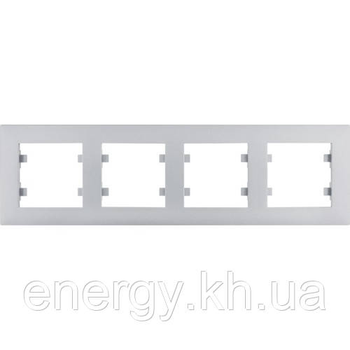 Рамка 4 пост. горизонтальна Hager Lumina Intense Срібний