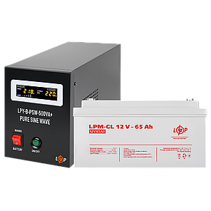 Комплект резервного живлення для котла LP (LogicPower) ДБЖ + гелева батарея (UPS B500VA + АКБ GL 780W), фото 1