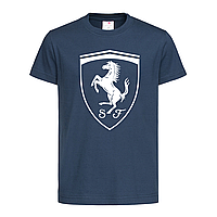 Темно-синяя детская футболка Ferrari logo 2 (15-3-2-темно-синій)