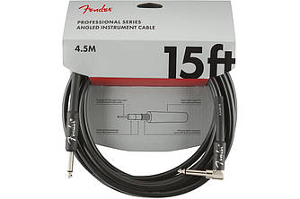 FENDER CABLE PROFESSIONAL SERIES ANGLED 15' BLACK Готовий інструментальний кабель 6.3 прямий-6.3 кутовий, 4.5м.