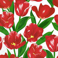 Серветки паперові Червоні тюльпани 3 шари 18 шт