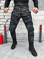 Штаны тактические темный мультикам, брюки темный мультикам с наколенниками, военные штаны мультикам