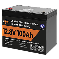 Акумулятор LP LiFePO4 12V (12,8V) - 100 Ah (1280Wh) (Smart BMS 100А) з BT пластик, фото 4