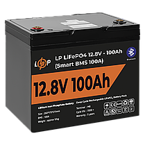 Акумулятор LP LiFePO4 12V (12,8V) - 100 Ah (1280Wh) (Smart BMS 100А) з BT пластик, фото 5