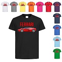Черная детская футболка Прикольная с Ferrari (15-3-3)