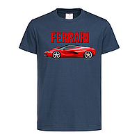 Темно-синяя детская футболка Прикольная с Ferrari (15-3-3-темно-синій)