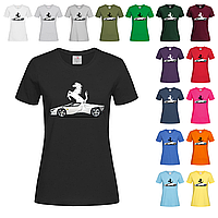 Черная женская футболка С рисунком Ферарри (15-3-4)