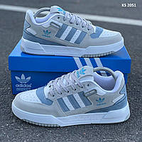 Кросівки чоловічі сірі шкіра 40 41 Adidas Forum Gray Blue