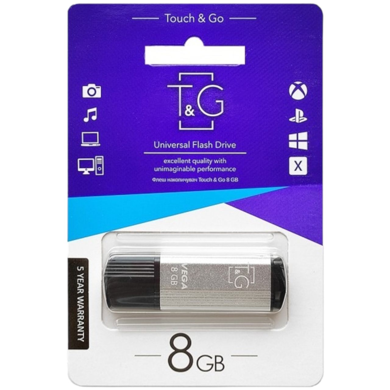 Флеш-накопичувач T&G 121 8GB Vega series Silver