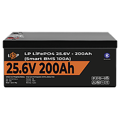 Акумулятор LP LiFePO4 24V (25,6V) - 200 Ah (5120Wh) (Smart BMS 100А) з BT пластик для ДБЖ