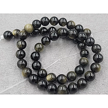 Намистини Обсидіан 8,7мм, колір золото