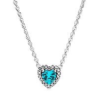 Серебряное ожерелье "Голубое сердечко"