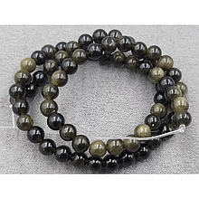 Намистини Обсидіан 6мм, колір золото