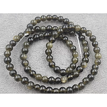 Намистини Обсидіан 4мм, колір золото