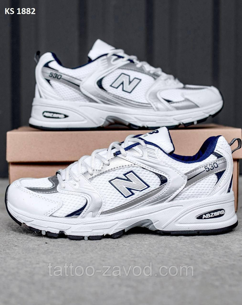 Кросівки чоловічі білі Шкіра, сітка 41 Кросівки New Balance 530 abzorb White Blue