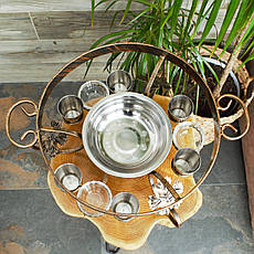 Садж із соусами та рюмкмі Греція для розігрівання та подавання шашлику кований 36 см, фото 3