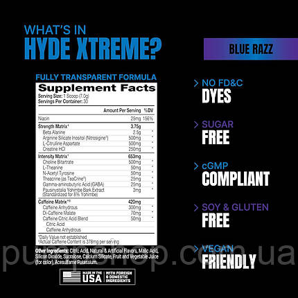 Передтренувальний комплекс ProSupps Hyde Xtreme Pre Workout 30 порц., фото 2