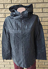 Батальна куртка подовжена жіноча модна з екошкіри високої якості, є великі розміри MZX, фото 5