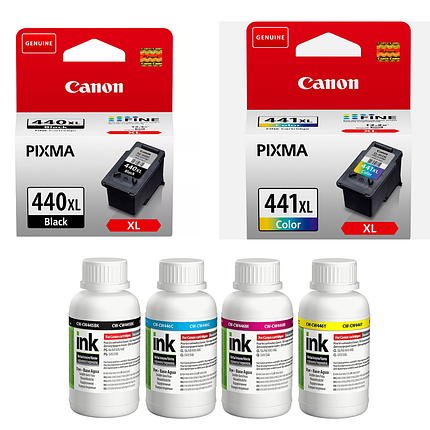 Набір картриджів Canon PG-440XL, CL-441XL + Чорнило ColorWay CW-CW445/CW446SET02 200мл, фото 1
