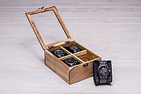 Коробочка Шкатулка Подставка для часов с персонализацией на подарок Индивидуальная гравировка, Стеклянная крышка