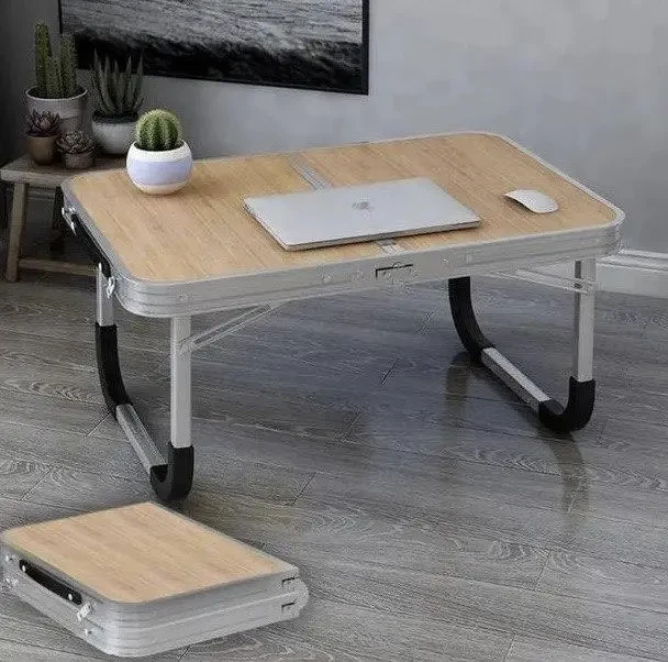 Стіл комп'ютерний складаний Коричневий. Складаний столик підставка, Легкий портативний складаний стіл для барбекю