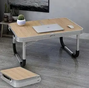 Стіл комп'ютерний складаний Коричневий. Складаний столик підставка, Легкий портативний складаний стіл для барбекю, фото 1