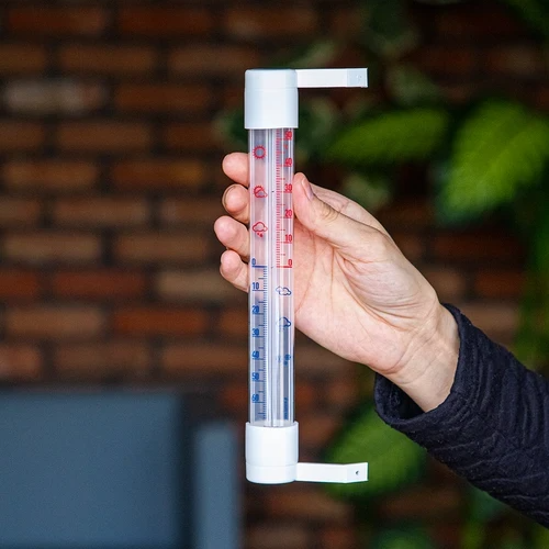 Вуличний термометр із прозорою шкалою (від -60°С до +50°С) 23см. Bioterm білий, фото 1