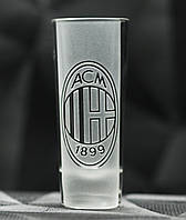 Рюмка глянцевая 60мл с гравировкой футбольного клуба Милан, подарок для друга