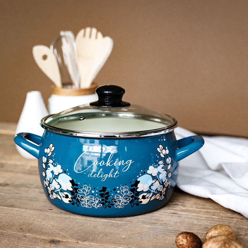 Каструля мілка 7.5л з скляною кришкою 24см Cooking delight Metalac 362092