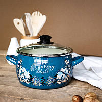 Кастрюля мелкая 7.5л со стеклянной крышкой 24см Cooking delight Metalac 362092