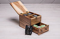 Органайзер - коробочка для хранения наручных часов с персонализацией Именная шкатулка Индивидуальная гравировка, Деревянная крышка