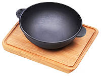 Сковорода чавунна ВОК на дошці 18 см Brizoll НW-18-Д o