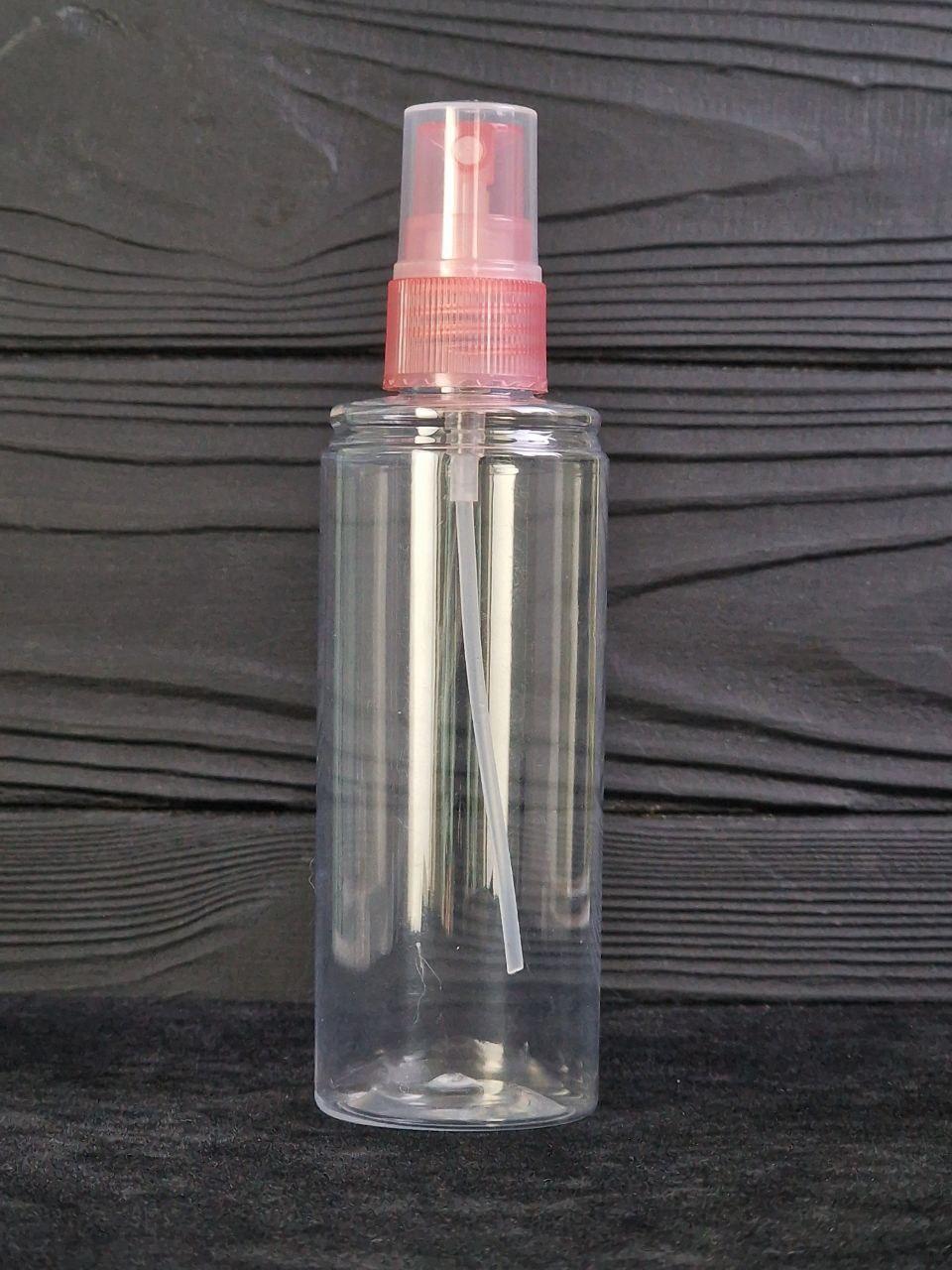 Пластиковый (ПЭТ) прозрачный флакон 120 мл стандарта 20/410 с розовым распылителем - фото 1 - id-p2102593045