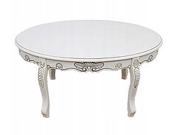 Журнальный столик резной классический Овальный 95 x 60 см Белый