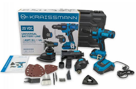 Акумуляторний мультиінструмент KRAISSMANN 4 AMT-S1 20 UL (акумулятор 2000 мач зарядний пристрій кейс), фото 1