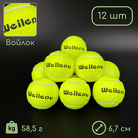 Набір тенісних м'ячів для великого тенісу 12 шт. салатові м'ячі для тенісу великого Weilepu (901-12)