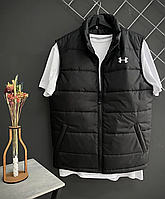 Жилетка Весняна Чоловіча Under Armour Плащівка Чорна, Чоловіча Безрукавка Осіння Андер Армор без Капюшона Спортивна