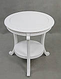 Класичний круглий журнальний стіл з розрізом 60 x 60 см Білий, фото 2