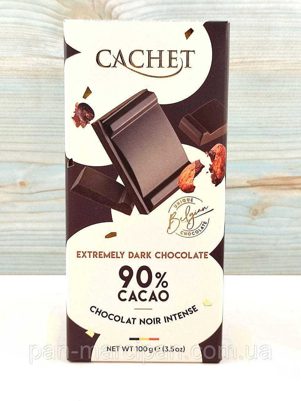 Бельгійський екстрачорний шоколад 90% какао Cachet Extremely 100 г (Бельгія), фото 1