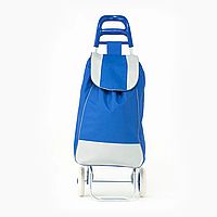 Велика дорожня тачка-сумка для покупок і поїздок, зручна, містка на колесах складана, колір блакитний