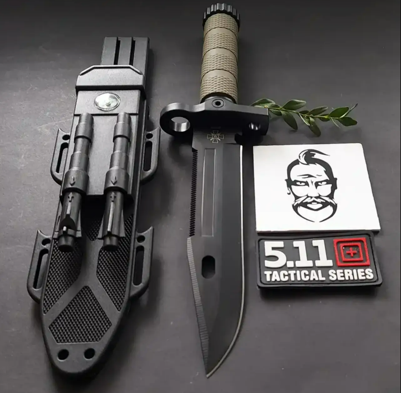 Ніж для виживання 32см з кресалом і компасом / Військовий ніж (Армійський) / Мисливський, туристичний ніж, GP81, фото 1