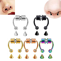 Сережка обманка септум в ніс на магнітах зі змінними шипами