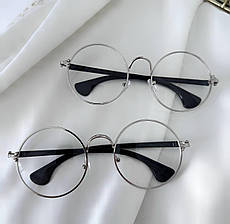 Круглі іміджеві окуляри в срібній оправі