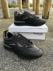 Чоловічі кросівки Reebok LX 2200 (чорні, шкіра) || Маломірки