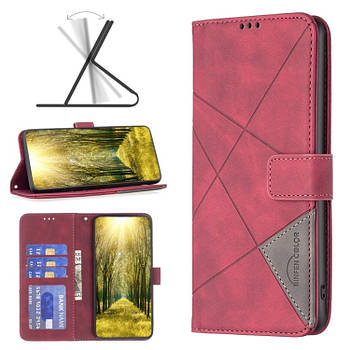 Чохол-книжка BF Color Geometric для Motorola G54 / G54 Power Rose Red