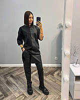 Женский повседневный костюм двойка штаны + туника экокожа размеры 42-48