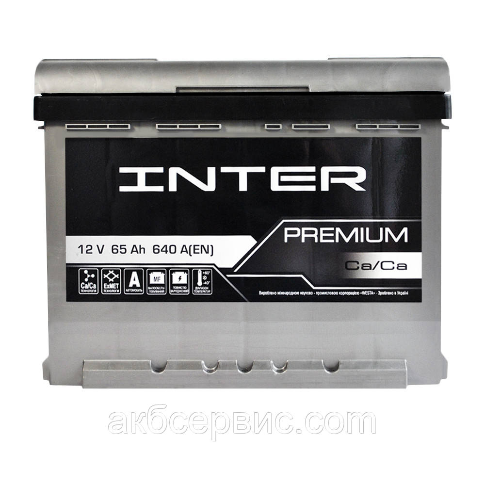 Акумулятор автомобільний INTER Premium 65Ah 640A L+