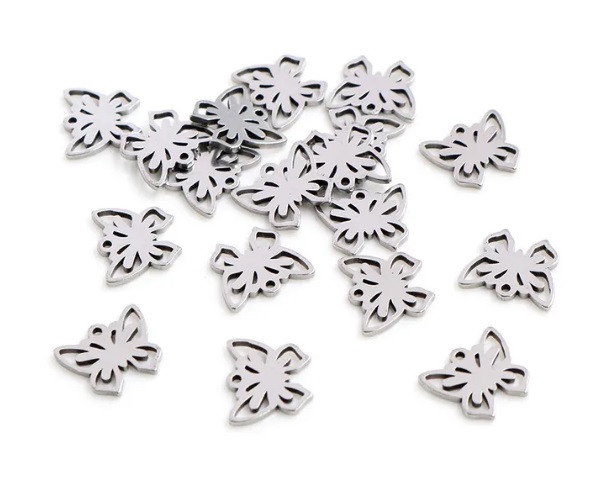 Подвеска Finding Кулон шарм метелик Сталистий Нержавіюча сталь 12 мм x 11 мм