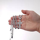 Срібна цепочка з хрестиком чоловіча. Срібний хрестик Спаси Збережи і цепочка бісмарк на шию. Довжина 55 см, фото 3