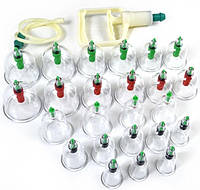 Вакуумные массажные антицеллюлитные банки с насосом для домашней терапии Pull Out a Vacuum Apparatus 24 шт